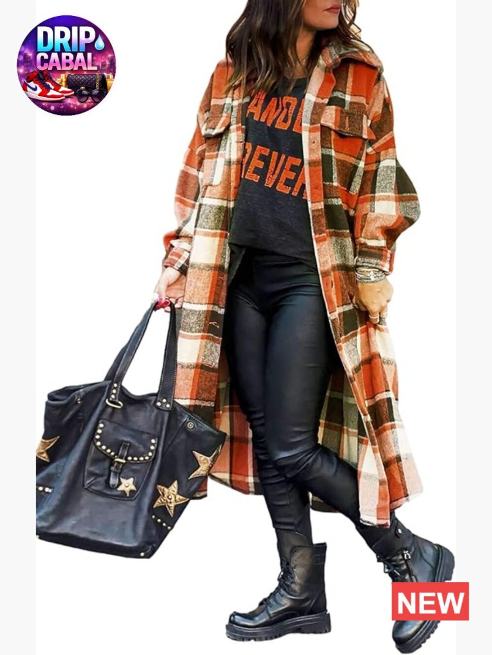 Wool Blend Plaid Trench Coat Button Down Flannel Jacket